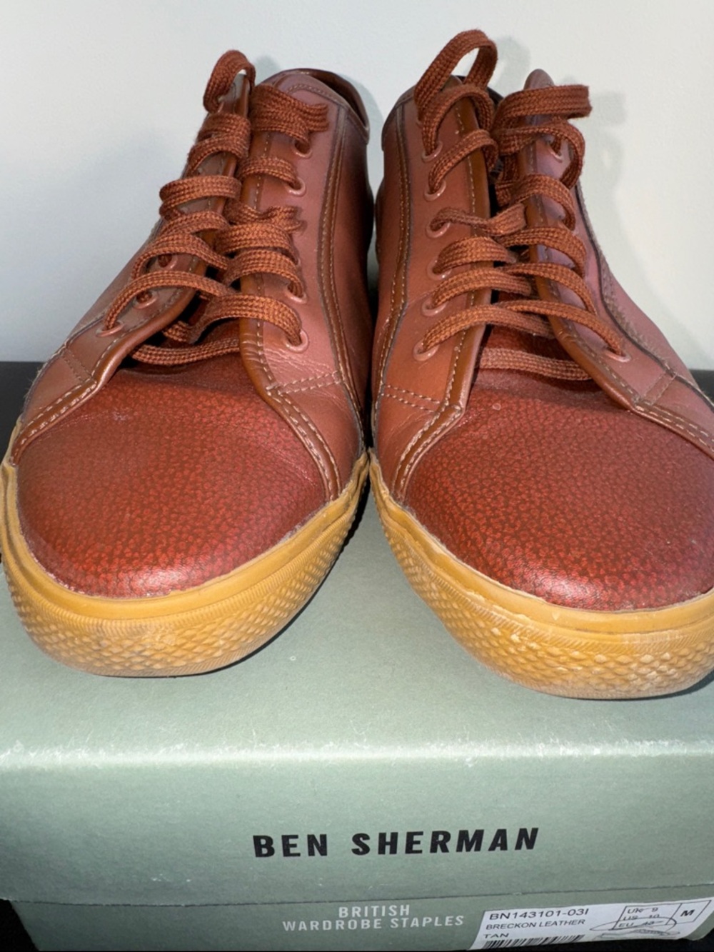 MAKE OFFER! Men's Ben Sherman Low-Top Leather Sneakers Shoes Brown Breckon 10US - Picture 8 of 12